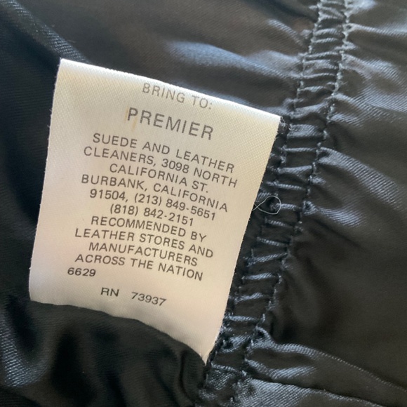 90's VTG Hailey soft LeatherJacket Black Long Drawstring Zip Coat Oversize XS - Picture 15 of 16